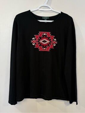 Vintage Ralph Lauren Long Sleeve Shirt Southwestern Aztec embroidery LRL